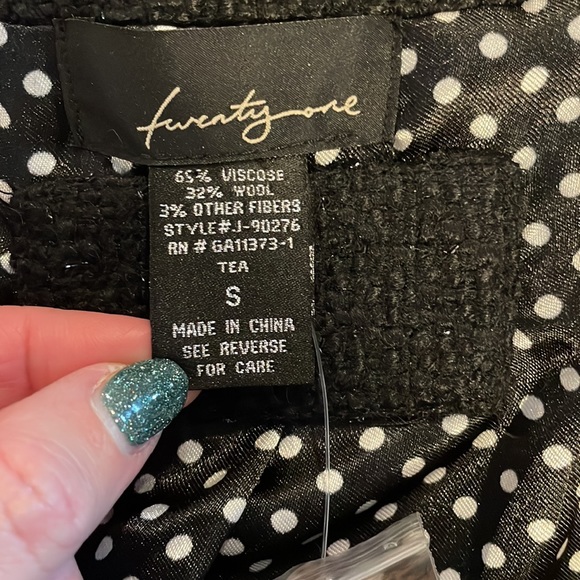 Twenty One Jacket Black White Sparkle Chic Small Crop Bolero - Picture 4 of 12